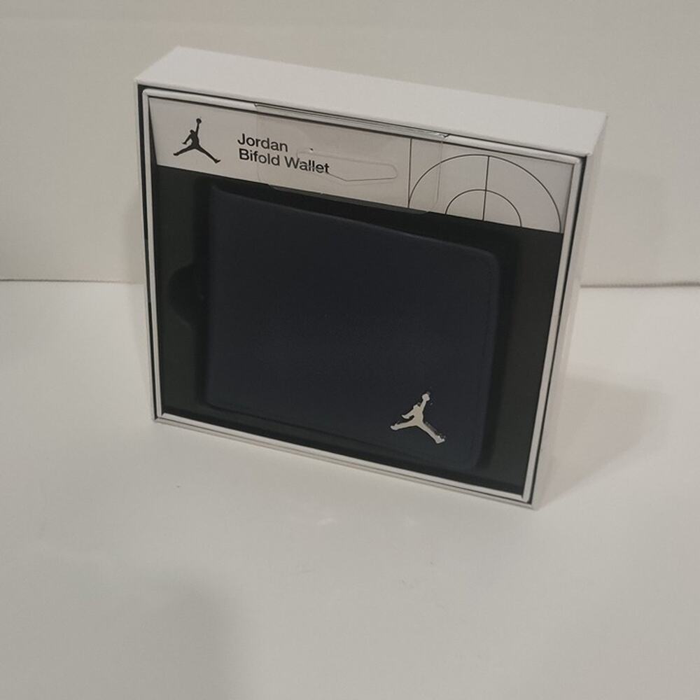 Nike Air Jordan Jumpman Bifold Wallet Midnight Navy Leather New In Box